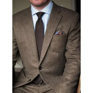 Autumn and Winter Tweed Men’s Suit Three-Piece Warm Fashion Suits 2 Pieces for Business