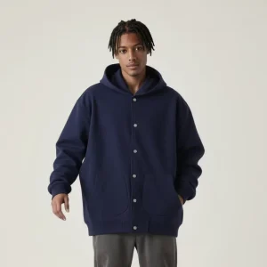 Baseball Jacket Style Brushed Fleece Button Cardigan Heavyweight Hoodies Men’s Custom Unisex