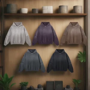 Be Men’s Clothing autumfashion High Street Heavy Weightoversize Distressed Gradient Color Two piece Hooded Sweatshirt