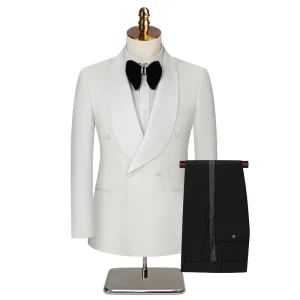 Bestseller Men Plus Size White Jacquard Formal Suit Three Piece Set Groom’s Wear Suits