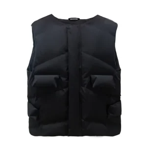 Black Men’s Sleeveless Jackets Puffer Vest Down Feather Short Padded Mens Winter Quilted Vest With Pockets