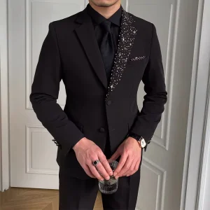 Black Men’s Suit Jacket Single Breasted Business Formal