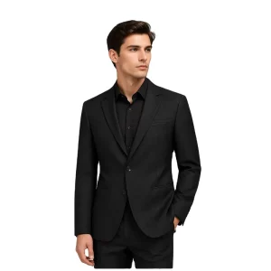 Black Peaked Lapel Single Double Breasted Beaded Men’s Blazer High End Design