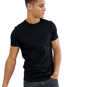 Black Solid Men’s T Shirt 180g Satin Blank High Quality Breathable Casual Sports Fitness Workout Activewear Gym