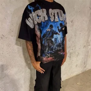 Black T-Shirts for Men Glitter 280 GSM Combed Airlume Cotton Oversize Algodon DTG Ready 100% Cotton