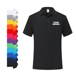 Black Uniform With Collars Logo Bulk Sublimed White Printing Black T Shirt Polo