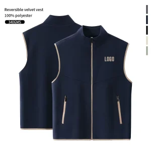 Blank Design Custom Logo Fleece Lined Winter Vests Double sided Sleeveless Men’s Polar Fleece Vest Workwear