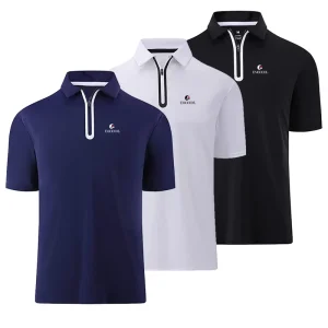 Blank Golf Shirt for Men Navy Blue Polo T Shirts Dry Fit Three Dimensional Cutting Short Sleeve Polo Shirt
