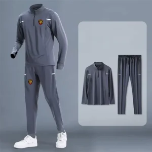 Blank Men Sets Half Zipper Breathable Leopard Print Custom LOGO Reflective Stripe Jogging Suits Autumn Training Wear Sportswear