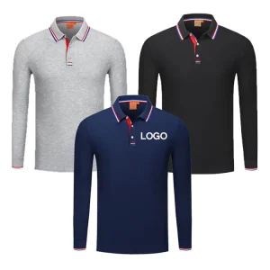 Blank Solid Color Men’s Long Sleeve Polo Shirts Cotton Custom Logo Men Polo Shirt Long Sleeve T Shirts for Men