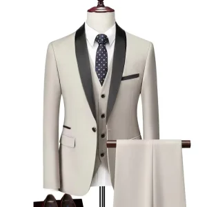 Blazer Men’s Suits 3 Pcs Two piece Set Slim Fit Wedding Peaked Lapel Wedding Prom Terno Masculino Formal Men’s Suit
