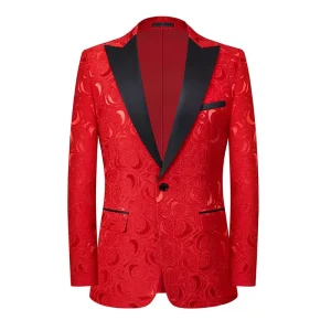 Blazer for Business Party Dinner Banquet Semi Formal One Button Men’s Suit Jacket