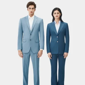 Blue Men’s Formal Business Suit Turn-down Collar 100% Wool Autumn