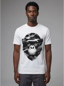 Bows Pattern Printed V-neck Short Sleeve Tee Soft 100% Cotton Loose Fit Men’s Vintage Casual T-Shirt Stock Bulk