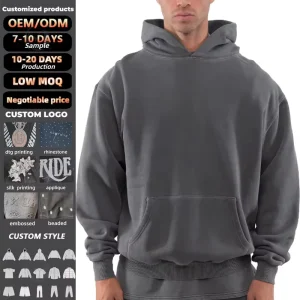 Boxy Fit Men High Quality Heavyweight 100% Cotton Thick French Terry Pullover Custom Drop Shoulder Fleece Oversized Hoodie