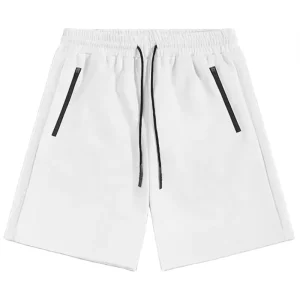 Brad Men’s Summer Casual Shorts Solid Color Drawstring Side Zipper Pocket Fitness Gym Training Men Shorts