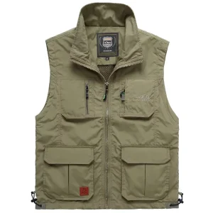 Breathable Men’s Quick-Dry Jacket Rain Jacket Travel Multi-Pocket Mesh Leisure Fishing Vest for Men