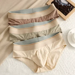 Breathable Solid Color Spandex Cotton Big Pouch Eco-Friendly Quick Dry Pattern Weaving Men’s Boxer Brief Underwear