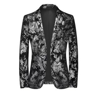 British Style Men’s Plus Size Blazer Elegant Business Casual Coat for Spring Breathable Party Jacket Nightclub Singer Groom 6XL
