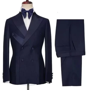 Brown Men’s Suits Double Breasted Bespoke Luxury Peaked Lapel Formal Blazer 2 Piece Jacket Pants