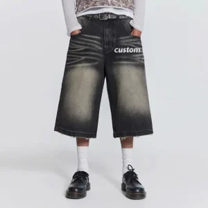 Bulk Oversized Jean Shorts Men Streetwear Washed Denim Manufacturers Design Custom Logo Baggy Short Mens Jorts