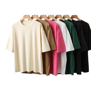 Bulk Plain T Shirts Mens Blank Tee Shirts Solid Color Crewneck Summer 240g Cotton Short Sleeve Mens T-Shirt