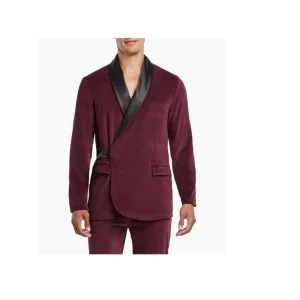 Burgundy Velvet Men’s Blazer Jacket Tuxedo Smoking Jacket Suit