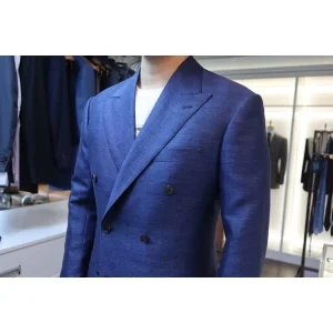 Business Men’s Blazer Suit Blue Solid Lapel Slim Fit Business Bespoke Suit for Men