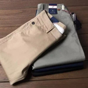 Business Men’s Casual Pants High Waisted Loose Fit Men’s Pants Wrinkle Free Autumn and Winter Straight Leg Trousers Trousers