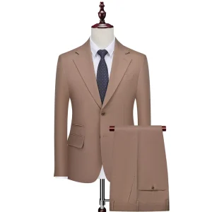 Business Office Two Buttons Single-Breasted Notch Lapel Blazer Pant Two-Pieces Slim Fit Men’s Suit
