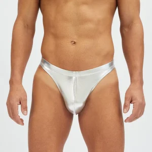 CUSTOM Luxurious White T-Back Thong Men’s Polyamide Swimwear Beachwear Internal Drawstrings Sexy Brazilian Design 1 Piece