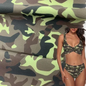 Camouflage Print Polyester Spandex Biflex Swimwear Fabric Stretchy Quick Dry for Swimsuit Beach Wear Active Wear