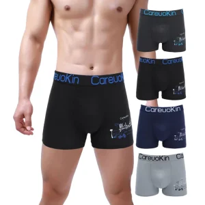 Careuokin Custom Logo Premium Men’s Boxer Briefs High Quality Polyester Print Breathable Underwear Bulk XXXL Size Multi-Color