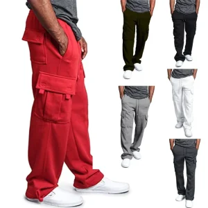 Cargo Pants With Multi Pockets Men’s Casual Pants Man Trousers Wide Leg Sweatpants