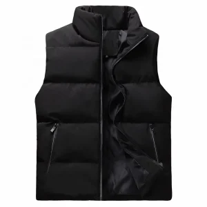 Casual Fashion Men’s Cotton Vest Winter Thick Warm Stand Collar Jacket Youth Loose Vest