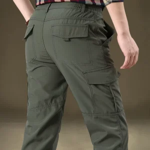 Casual Green Full Length Work Protection Cargo Pants Workwear Solid Elastic Waist 6 Pocket Men