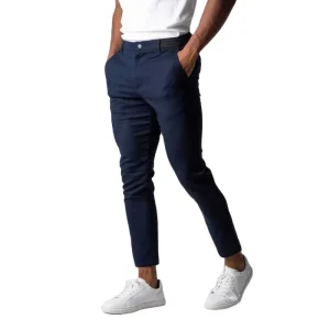 Casual Lightweight Cotton Men’s Slim Fit High Waist Pleated Front Zipper Fly Breathable Eco Friendly Knitted Trousers Solid