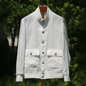 Casual Men’s Jacket Coat Zippered Vintage Style ODM Supply for Spring Autumn Embroidered