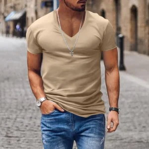 Casual Men’s Korean Style Trendyy Simple Half-Sleeved T-Shirt 100% Cotton Loose Fit Solid Pattern Summer Essentials