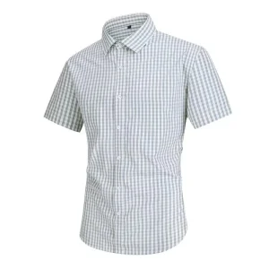 Casual Men’s Shirts Short Sleeve Slim Fit Plain Shirts Spring Summer Business Wear for Men