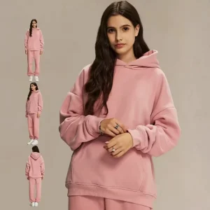 Casual Plain Dyed Cotton Fleece Hoodies & Sweatshirts Heavyweight Lavender Color Pullover Streetwear Hoodie