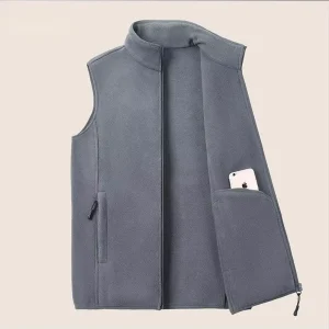 Casual Sleeveless Vest, Plus Size, Windproof Fleece Vest for Men