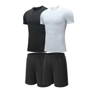 Casual Sportswear Fitness Shorts Men’s Short Sleeve Blow Dry Gym Sports Tight Clothes Outdoor Running Sports Suit