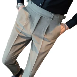 Casual Suit Pants for Men’s Summer High Waisted Straight Leg Pants Slim Business Casual Pants for Men
