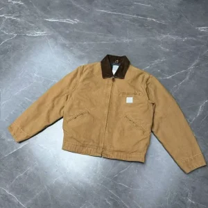 Casual Vintage Heavy Warm Worker Jacket Men’s Workwear Distressed Duck Canvas Winter Work Jacket