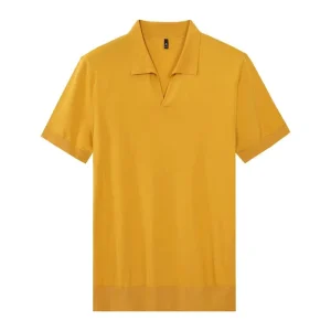 Casual Vintage Men’s Summer Polo Shirt Embroidered Short-Sleeved T-Shirt Breathable Woven Knitted Front for Business Printed