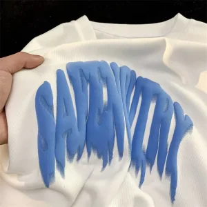 China Classic 100% Cotton Round Neck 3D Puff Print t Shirt White Plain Plus Size Foam Print TShirts for Men’s T shirt