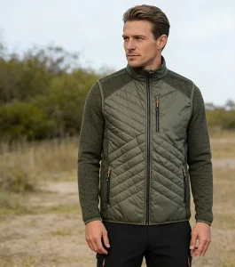 Chinese High Quality Outdoor Sporting Men’s Lightweight Winter Insulated Hybrid Vest with Stand Collar Zipper Closure 4 Seasons
