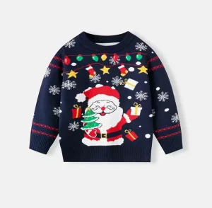 Christmas Crew Neck Sweater Elk Jacquard Knit Jumper Festive Christmas Casual Style for Autumn Season