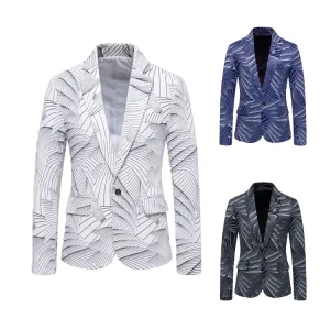 Classic Blazer Suit Mens Formal Dresses Party Single Breasted Slim Fit Jackets Floral Print Suits for Men